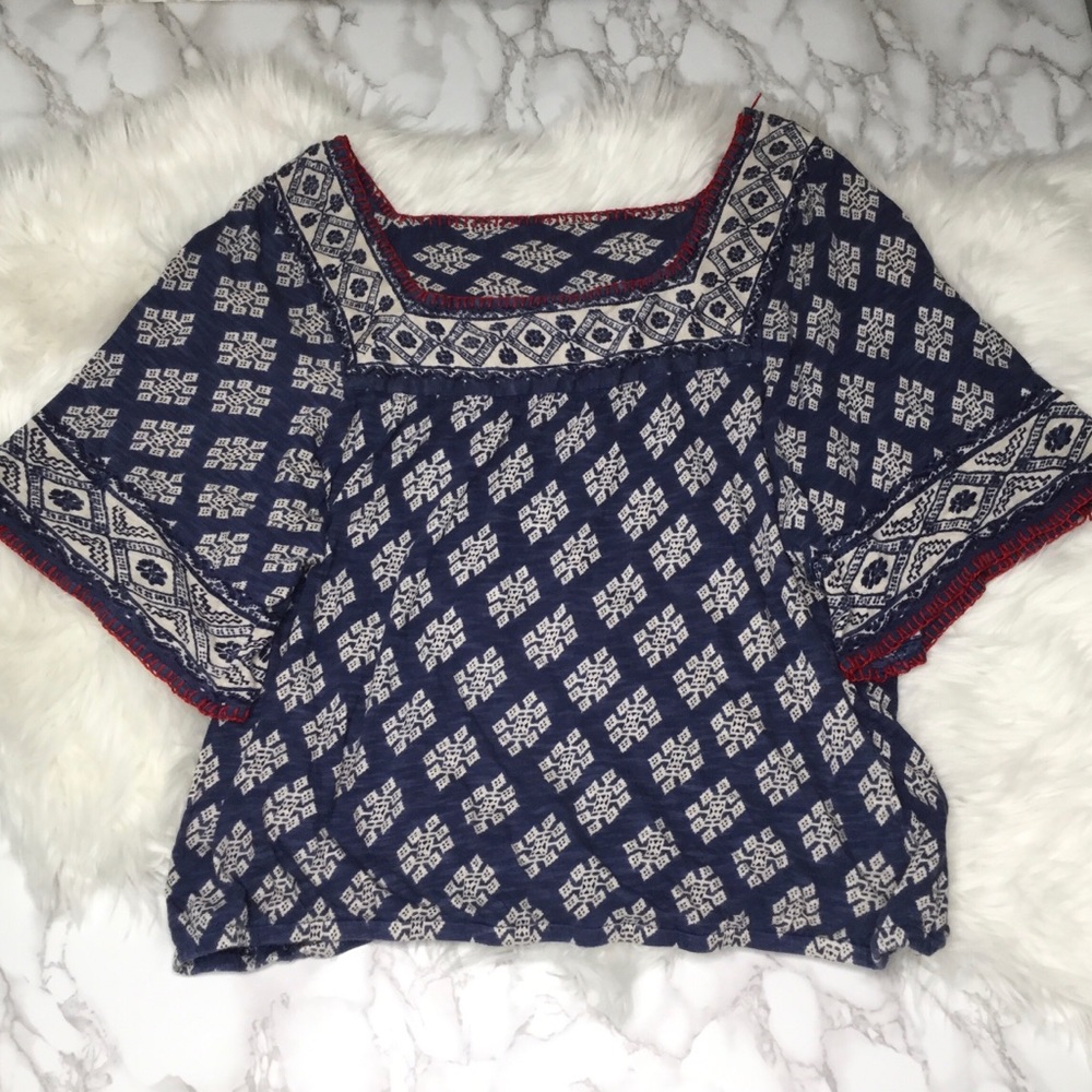 Lucky Brand Blue Pattern Tunic Sz XL